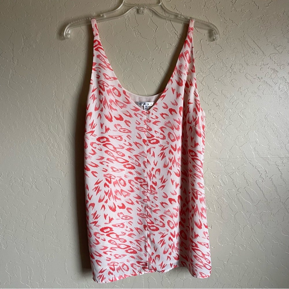 CABI #267 Pink Coral Animal Print Sleeveless Tank Top Women’s Medium Lined - Picture 5 of 13